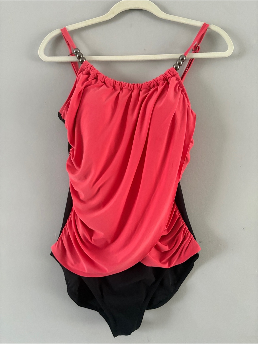 Aqua Green Coral/Black One-Piece Swimsuit Large